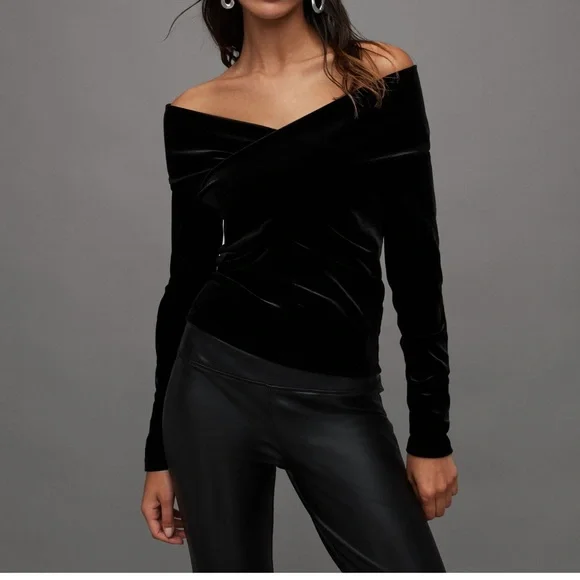 Allsaints velvet delta top ,Size 2 us (6uk) - Picture 1 of 4